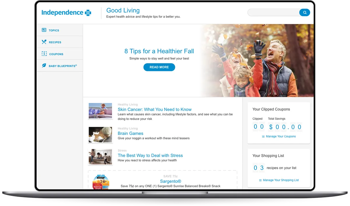 Healthy Living Engine platform on multiple devices
