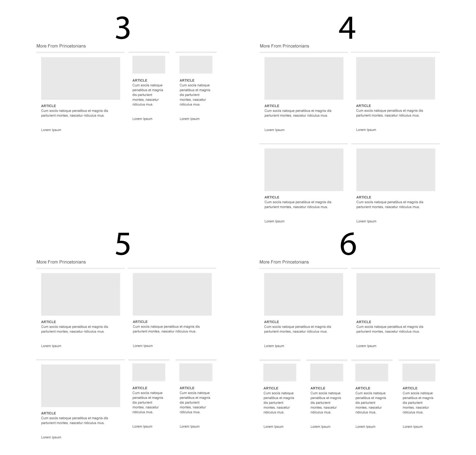 Sketches showing list block variations