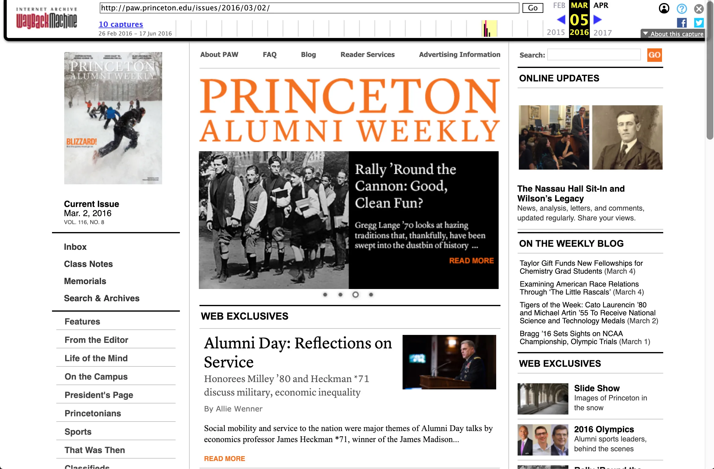 Princeton Alumni Website before redesign